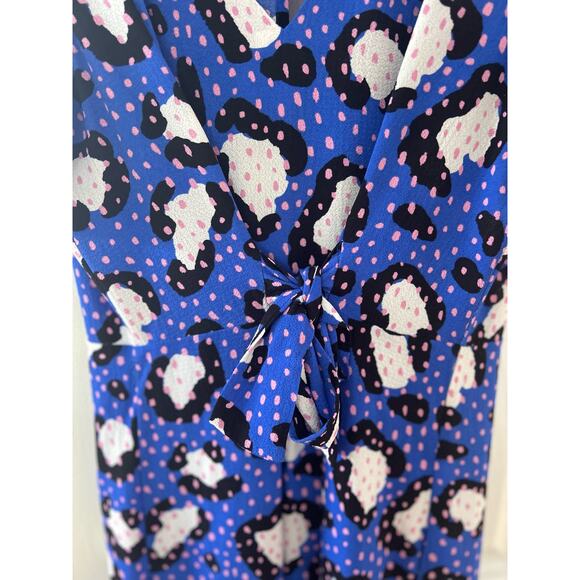 ASOS Electric Blue Pink Polka Dot Wide Leg Leopard Jumpsuit - Picture 4 of 12